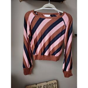 NWT Revolve Foxiedox Nina Striped Retro Crop‎ Sweater Sz L